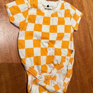 Mini Rodini Orange and White Baby Onesie